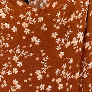 Rust floral slip dress midi